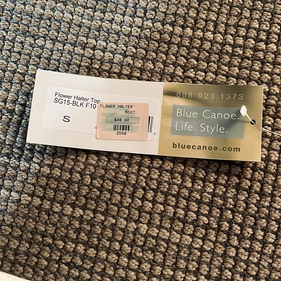 Women’s Black Halter top with brown flower. Size small. New with tags. - Picture 3 of 3